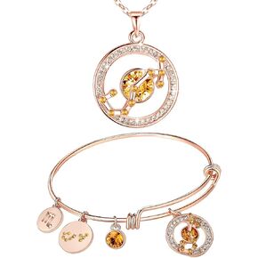 Leafael Superstar Zodiac Necklace Bracelet Bundle Jewelry Set, Scorpio, 14k Rose Gold Plated