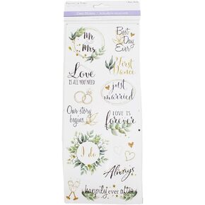 Mr. and Mrs. Wedding Stickers for Crafting, Scrapbooking, Photo Album Decor - 15 Pc, Black