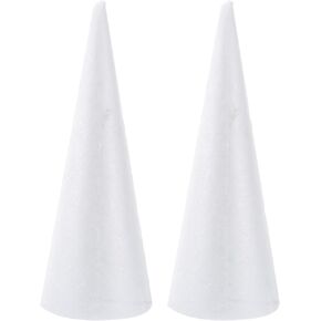 2pcs Pine Cones for Crafts Christmas Tree Cone Shape Foam for DIY Crafts, Art Class, Projects, Foam Cones for Crafts Christmas Decoration (32x12cm) Wreaths for Crafts