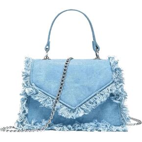 Verdusa Women Top Handle Raw Trim Shoulder Bags Denim Crossbody Bag