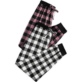 Milumia Women 2 Pieces Plaid Pajama Pants Elastic Waist Lounge Pants