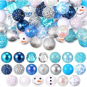 40 Pcs 20mm Christmas Beads for Pens Bubblegum Beads Bulk Mixed Christmas Chunky Beads Acrylic Beads Xmas Loose Beads for DIY Jewelry Making Craft Necklace Bracelet(Red and White)