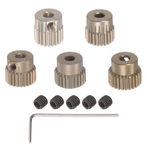 uxcell 64P Pinion Gear Set 3.175mm (1/8") Shaft 21T 22T 23T 24T 25T Aluminum Alloy Motor Gears for 1/10 RC Car (5pcs)