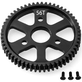 32P Spur Gear, 56T 0.8 Metric Pitch, Compatible with 32P, Hardened Steel 56 Tooth 0.8M Spur Main Gear for 1/10 TRAXXAS Ford Rustler Slash Stampede 4X4 Summit T-Maxx E-REVO Jato Arrma, Replace #3957