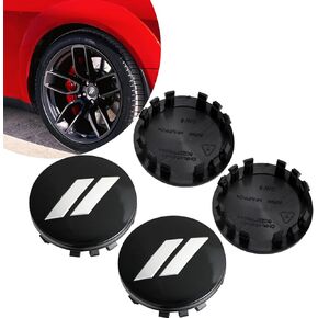4 PCS Car Hub Center Decorative Cap, 2.48" Two-Slash Design ABS Hub Cap, Modification and Replacement Accessories, Compatible with Dodge Challenger Charger Hellcat SRT Chrysler 300C (White)