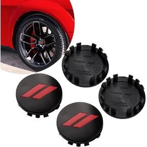 4 PCS Car Hub Center Decorative Cap, 2.48" Two-Slash Design ABS Hub Cap, Modification and Replacement Accessories, Compatible with Dodge Challenger Charger Hellcat SRT Chrysler 300C (White)