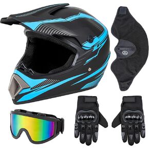 CARTMAN Adult Dirt Bike Helmets Motocross ATV Dirtbike Offroad Full Face Motorcycle Helmet, DOT Approved Matte Black and Blue