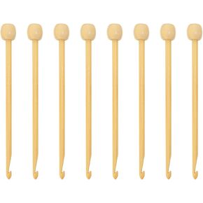 ITROLLE 8PCS Afghan Tunisian Bamboo Crochet Hooks Tunisian Crochet Needles Handle Knit Knitting Needles Kit Single Point Knitting Needles
