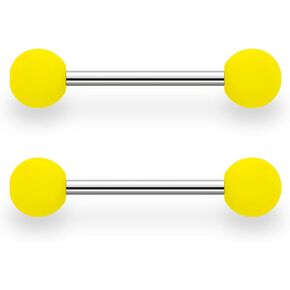 14G Stainless Steel Nipple Rings Solid Acrylic Balls Straight Barbell Bars Tongue Ring 16mm(5/8 Inch) Body Piercing Jewelry