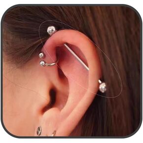 F136 Titanium Industrial Barbell Eyebrow Piercing Jewelry 16G Curved Barbell Internally Threaded Piercing Cartilage Earring Vertical Labret Accents