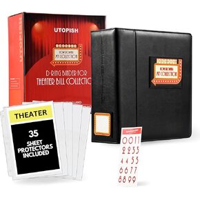 Show-Bill Binder with Sleeves - 2-Pack of Large 4" Theater Program Holders with 70 Sheet Protectors and Numbering Stickers Included - Broadway Gift with Full-Color Logo and Numbering Panel (2)