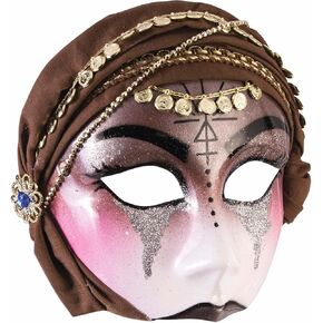 Forum Novelties Women's Fortune Teller Half Mask with Scarf, Brown, One Size