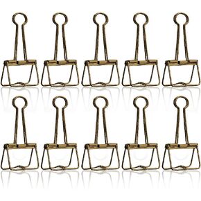 Lxnoap Color Hollow Out Paper Binder Clip Invoice Bill Clip Office Supplies Pack of 10 (M, Bronze)
