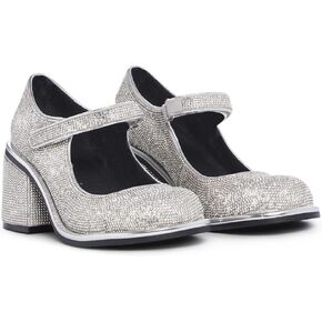 Dolls Kill Desire Me Rhinestone Mary Janes by Sugar Thrillz – Pumps with Sparkling Rhinestones, Block Heels and Velcro Closure, Perfect for Parties and Night Outs