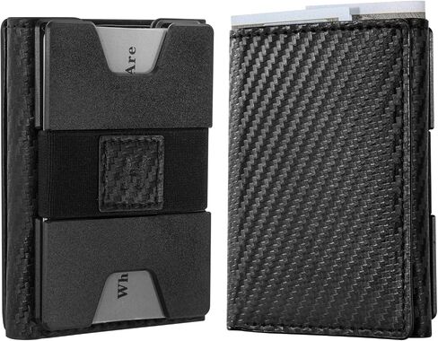 Minimalist Wallet for Men, Metal Rfid Blocking Card Case, Slim Tri-fold Wallet, Magnetic Card Holder, 15 Cards Capacitiy, Front Pocket Wallet with Cash Slot, Carbon Fiber in Saudi Arabia