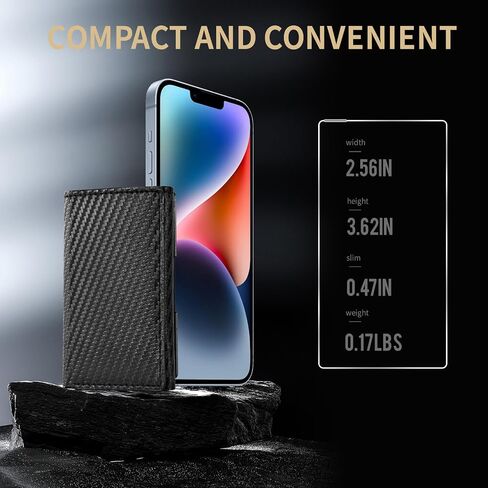 Minimalist Wallet for Men, Metal Rfid Blocking Card Case, Slim Tri-fold Wallet, Magnetic Card Holder, 15 Cards Capacitiy, Front Pocket Wallet with Cash Slot, Carbon Fiber in Saudi Arabia