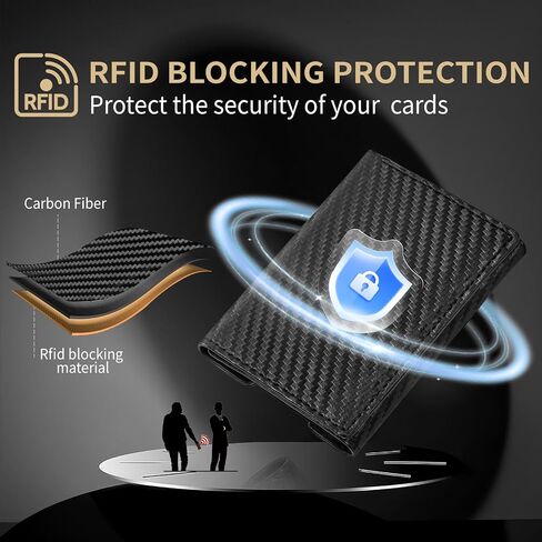Minimalist Wallet for Men, Metal Rfid Blocking Card Case, Slim Tri-fold Wallet, Magnetic Card Holder, 15 Cards Capacitiy, Front Pocket Wallet with Cash Slot, Carbon Fiber in Saudi Arabia