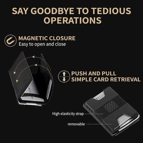 Minimalist Wallet for Men, Metal Rfid Blocking Card Case, Slim Tri-fold Wallet, Magnetic Card Holder, 15 Cards Capacitiy, Front Pocket Wallet with Cash Slot, Carbon Fiber in Saudi Arabia