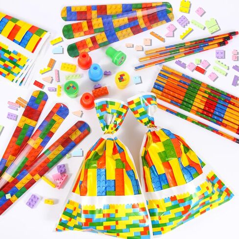 Kolewo4ever 320 قطعة بناء كتلة السائبة: بناء كتلة قلم رصاص ممحاة صفعة أساور طوابع علاج أكياس للفصول الدراسية هدية ألعاب جوائز مكافأة جوائز أحداث الكرنفال in Kuwait