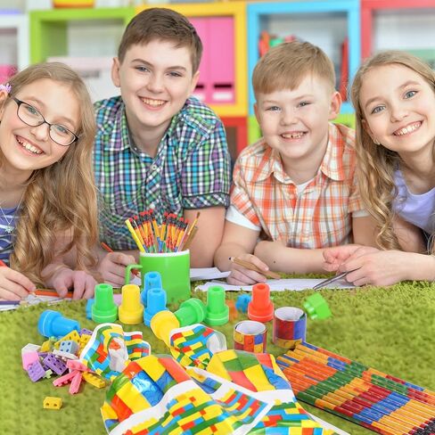 Kolewo4ever 320 قطعة بناء كتلة السائبة: بناء كتلة قلم رصاص ممحاة صفعة أساور طوابع علاج أكياس للفصول الدراسية هدية ألعاب جوائز مكافأة جوائز أحداث الكرنفال in Kuwait