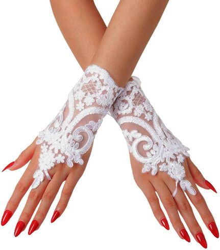 Black Lace Feather Gloves for Women Long Fingerless Glove Gothic Wrist Cuff Gloves Halloween Costume Bridal Gloves in Saudi Arabia