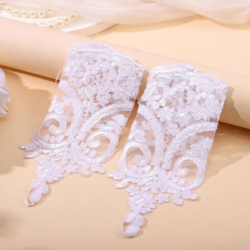 Black Lace Feather Gloves for Women Long Fingerless Glove Gothic Wrist Cuff Gloves Halloween Costume Bridal Gloves in Saudi Arabia