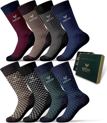 Mens Dress Socks, Super Soft Natural Bamboo Rayon Socks for Men, Lightweight Premium Mens Socks, Gift Box, 8 Pairs in Saudi Arabia