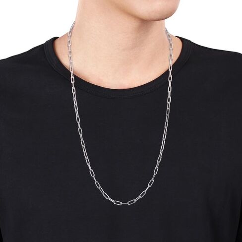 Italian 925 Sterling Silver Paperclip Chain Necklace - for Men & Women - Available in Silver, Yellow or Rose Plated Sterling Silver - in 3.5mm or 5mm Widths - Versatile Lengths: 16in, 18in, 20in, 24in, 32in in Kuwait