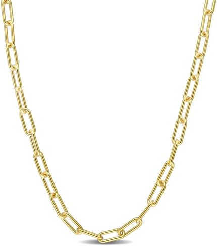 Italian 925 Sterling Silver Paperclip Chain Necklace - for Men & Women - Available in Silver, Yellow or Rose Plated Sterling Silver - in 3.5mm or 5mm Widths - Versatile Lengths: 16in, 18in, 20in, 24in, 32in in Kuwait