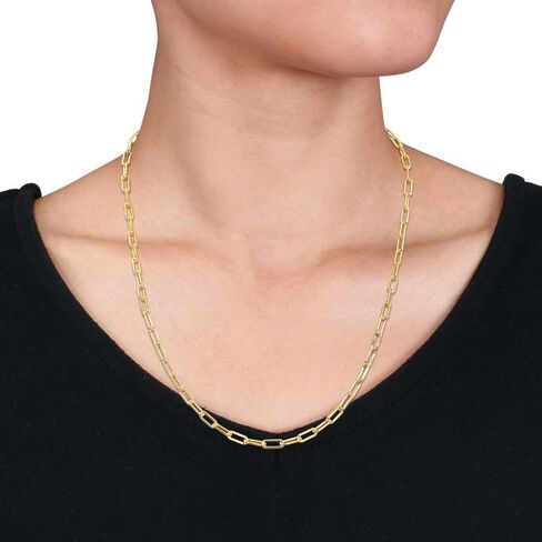 Italian 925 Sterling Silver Paperclip Chain Necklace - for Men & Women - Available in Silver, Yellow or Rose Plated Sterling Silver - in 3.5mm or 5mm Widths - Versatile Lengths: 16in, 18in, 20in, 24in, 32in in Kuwait