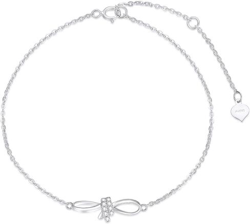 SISGEM Real 14k Gold Natural Diamond Bow Infinity Bracelet for Women, Love Jewelry for Wife, Gifts for Her, 6.8-8.4 Inch in Saudi Arabia