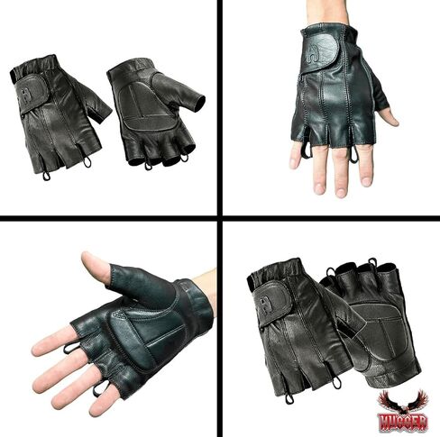 Hugger Men's Water Resistant Gel-Padded Palm Fingerless Motorcycle Gloves in Saudi Arabia