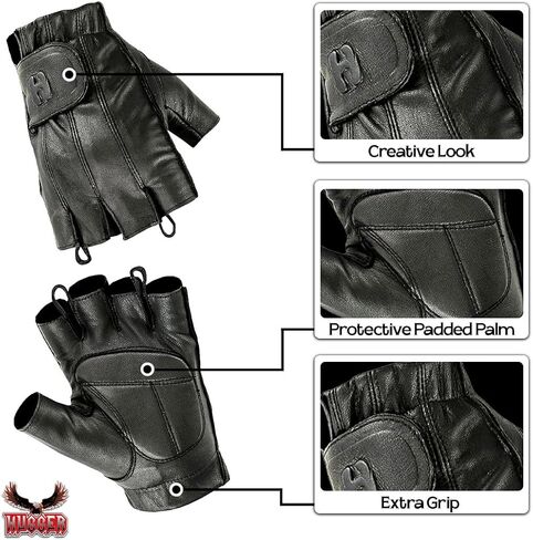 Hugger Men's Water Resistant Gel-Padded Palm Fingerless Motorcycle Gloves in Saudi Arabia