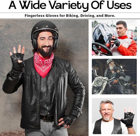 Hugger Men's Water Resistant Gel-Padded Palm Fingerless Motorcycle Gloves in Saudi Arabia