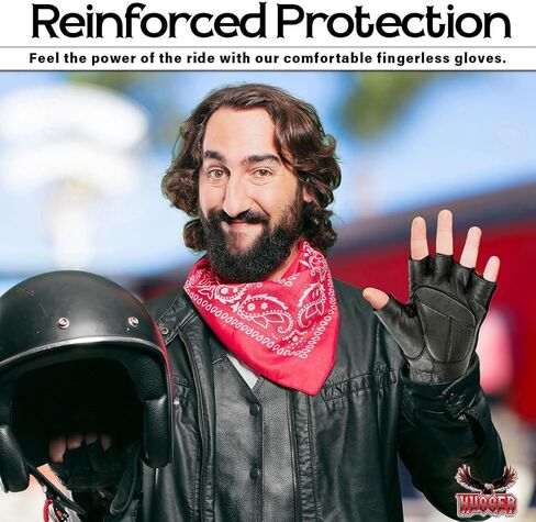 Hugger Men's Water Resistant Gel-Padded Palm Fingerless Motorcycle Gloves in Saudi Arabia