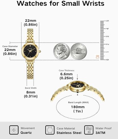Venus Women's Watch, Stainless Steel Watch for Women with Steel | Link Remove Tools | or Leather Band, Crystal Encrusted, Gold Watches for Women with Gift Box for Women and Love Ones in Kuwait