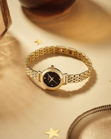 Venus Women's Watch, Stainless Steel Watch for Women with Steel | Link Remove Tools | or Leather Band, Crystal Encrusted, Gold Watches for Women with Gift Box for Women and Love Ones in Kuwait