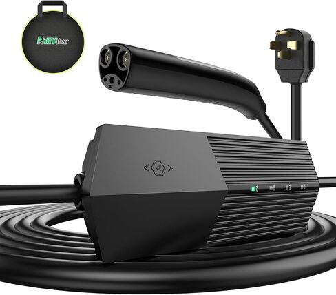 Level 2 Tesla Charger 40A 9.6KW EV Charger with NACS 240V NEMA 14-50 Plug Mobile Electric Car Charger 28FT Cable, Adjustable Current Smart Vehicle Charging Station for Tesla in Saudi Arabia