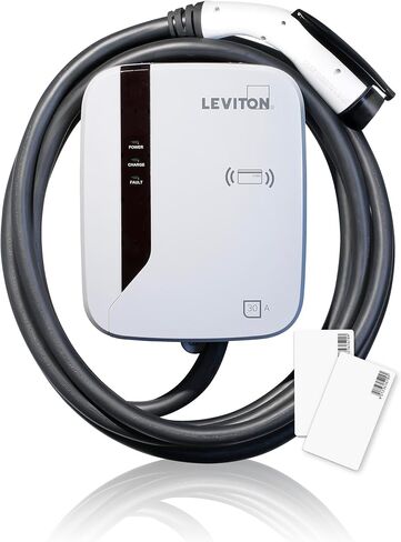 محطة المركبات الكهربائية Leviton EVR30-B1C المستوى 2، 30 أمبير، 208/240 فولت تيار متردد، خرج 7.2 كيلو وات، نوع NEMA 3R، كابل شحن 18 بوصة، سلك صلب، أبيض in Saudi Arabia