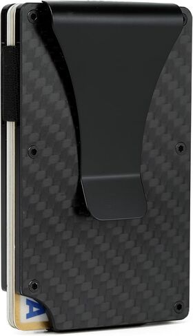 Carbon Fiber Minimalist Wallet for Men Credit Card Holder Money Clip & Cash Strap Slim RFID Mens Wallets(Matte Carbon Fiber) in Kuwait