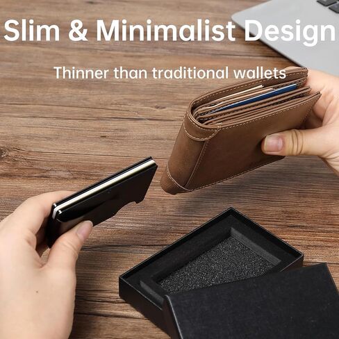 Carbon Fiber Minimalist Wallet for Men Credit Card Holder Money Clip & Cash Strap Slim RFID Mens Wallets(Matte Carbon Fiber) in Kuwait