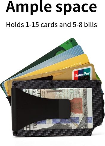 Carbon Fiber Minimalist Wallet for Men Credit Card Holder Money Clip & Cash Strap Slim RFID Mens Wallets(Matte Carbon Fiber) in Kuwait