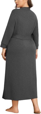 Plus Size Women Robe Long Knit Kimono Lightweight Soft Robes Casual Sleepwear Bathrobe Loungewear in Saudi Arabia