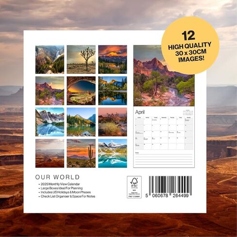 National Parks Calendar 2025 - Large 12 Month 2025 National Parks Wall Calendar Month to View - 2025 National Parks Calendar Made by Our World in Saudi Arabia
