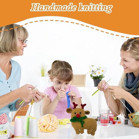 طقم كروشيه Xanadued للمبتدئين، مجموعة إلك عيد الميلاد من الكروشيه، طقم حياكة للمبتدئين البالغين، طقم كروشيه سهل التعلم مع برنامج تعليمي وتعليمات خطوة بخطوة in Kuwait