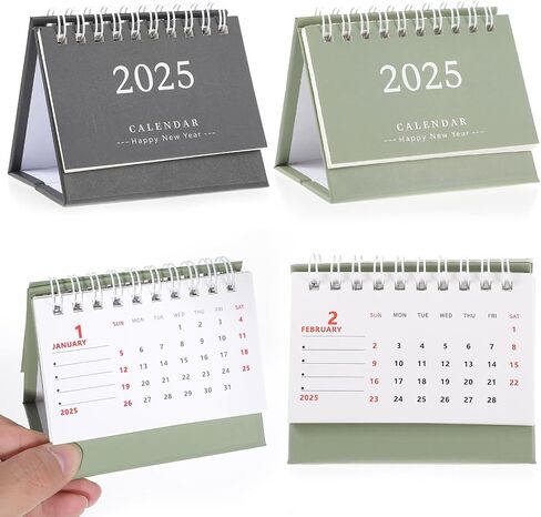 2 قطعة تقويم صغير 2025 تقويم مكتب صغير صغير 2025 تقويم قابل للطي قابل للنقل للمكتب للمدرسة والمنزل واللوازم المكتبية (أسود، أخضر) in Saudi Arabia
