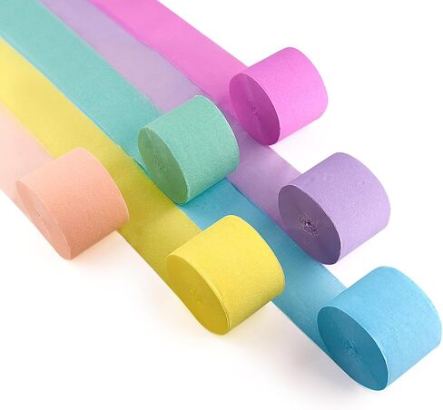 Large Crepe Paper Streamers 6 Rolls 2.2 Inch x 123 Ft/Roll Party Streamers for Party Backdrop Craft Tissue Paper Party Decorations Wedding Birthday Graduation Decor DIY Supplies - Macaron in Saudi Arabia