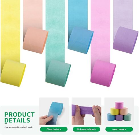 Large Crepe Paper Streamers 6 Rolls 2.2 Inch x 123 Ft/Roll Party Streamers for Party Backdrop Craft Tissue Paper Party Decorations Wedding Birthday Graduation Decor DIY Supplies - Macaron in Saudi Arabia