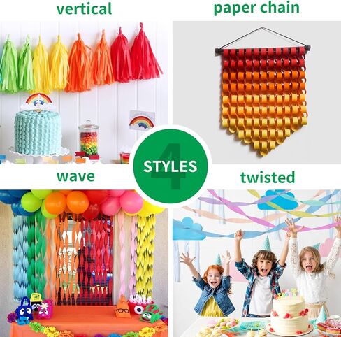 Large Crepe Paper Streamers 6 Rolls 2.2 Inch x 123 Ft/Roll Party Streamers for Party Backdrop Craft Tissue Paper Party Decorations Wedding Birthday Graduation Decor DIY Supplies - Macaron in Saudi Arabia