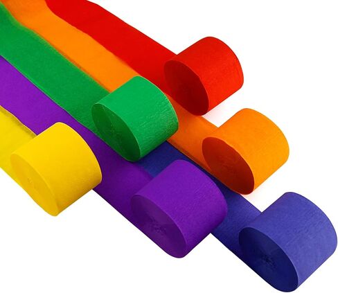 Large Crepe Paper Streamers 6 Rolls 2.2 Inch x 123 Ft/Roll Party Streamers for Party Backdrop Craft Tissue Paper Party Decorations Wedding Birthday Graduation Decor DIY Supplies - Macaron in Saudi Arabia